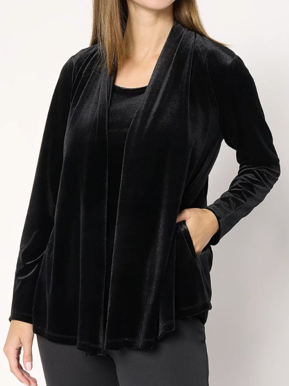Susan Graver Knit Velvet Cardigan & Tank Set  16561